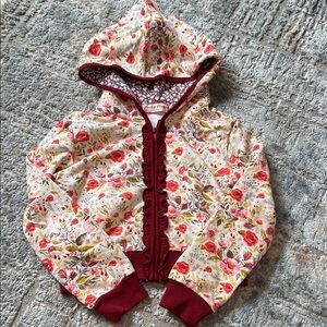 Cheeky Plum Floral Hoodie - Cream and Red